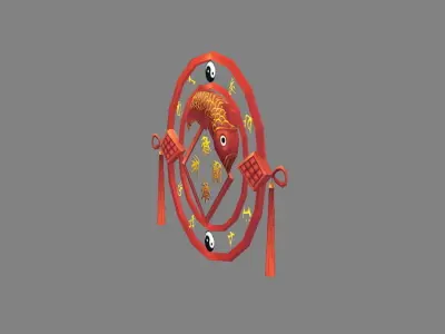 Cartoon Spring Festival Ornaments - Chinese New Year Stickers Low-poly 3D model