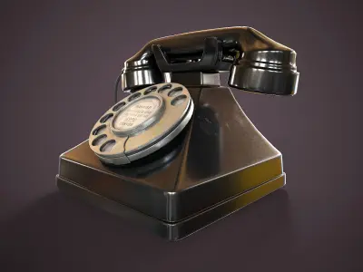 Vintage Rotary Phone Low-poly 3D model