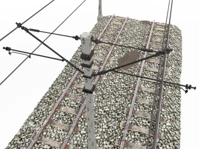 Train track poles pack 3D model