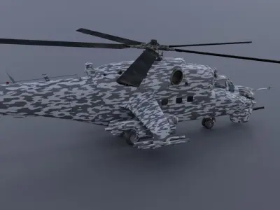  Highly detailed Mi24 combat helicopter 3D model