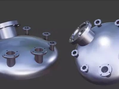 Torispherical Dish with Nozzles Low-poly 3D model