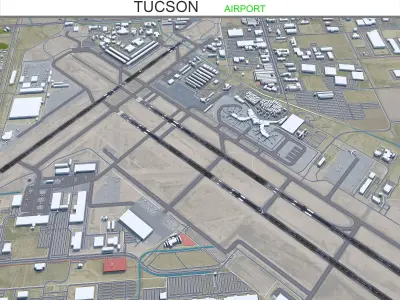 Tucson Airport 10km Low-poly 3D model