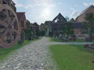 Wooden Village Layout 3D model