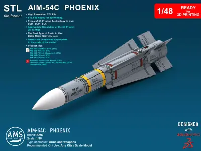 AIM-54C Phoenix - Scale 1-48 3D print model