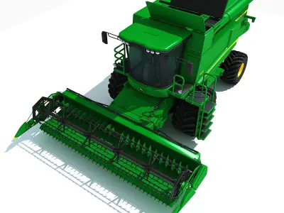 Green Combine Harvester 3D model
