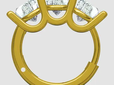 3 Diamond U Gellery Earring 3D print model