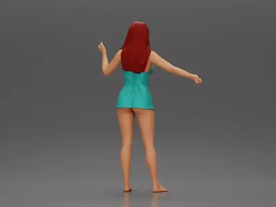 woman wearing a wet shirt moving with her arms in motion 3D print model
