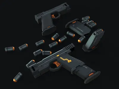 Sci-Fi Glock Low-poly 3D model purchase