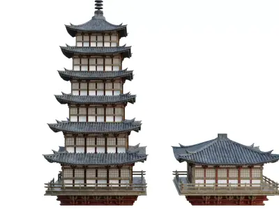 Jeapanese temple 3D model