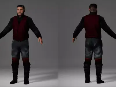 Pirate Captain Outfit - Game Ready Realistic Clothing Set Low-poly 3D model