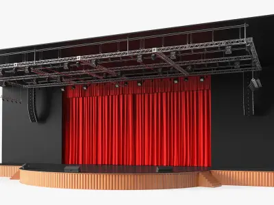  Theater Stage Closed Curtain 
