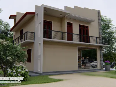 Modern commercial and residential building 3D model