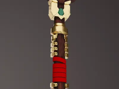 Aztec Macuahuitl Mallet Weapon Semi Realistic PBR Game Ready Low-poly 3D model