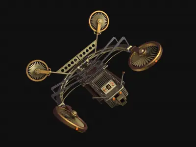 Steampunk flying machine 3D model