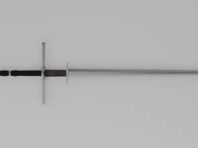 Two handed sword zweihander with PBR textures Low-poly 3D model