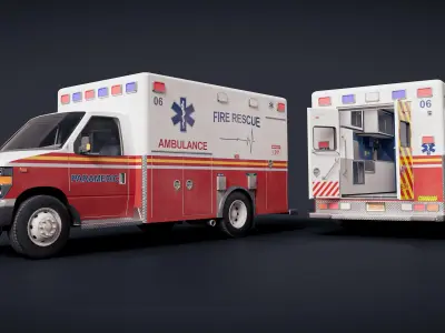 Ambulance 3D Model  Low-poly 3D model