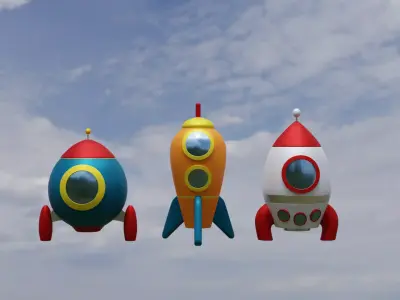 Spaceship Cartoon Low-poly 3D model Low-poly