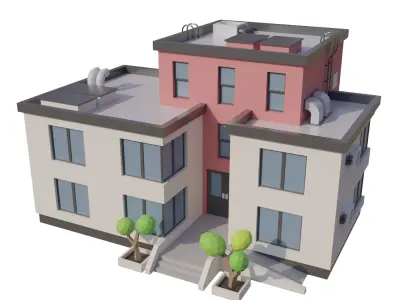 Office building Low-poly 3D model purchase