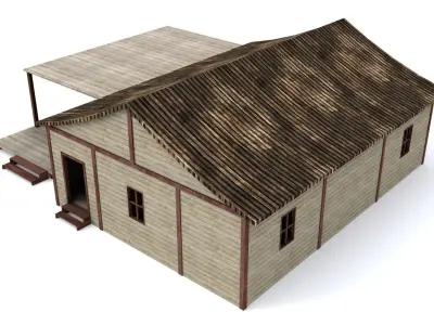 Warehouse wooden house Low-poly 3D model