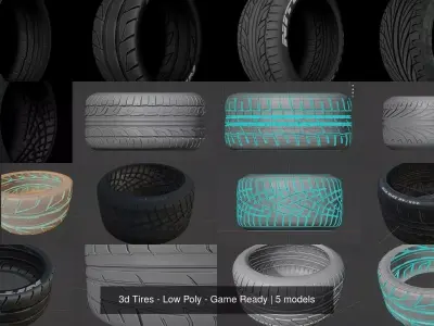 3d Tires - Low Poly - Game Ready tire champiro carrera 3D Model Pack