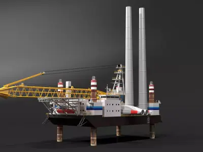 Wind Farm Jackup Vessel 3D model
