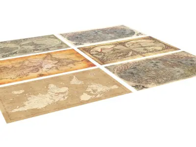 Old World Maps Set 3D model