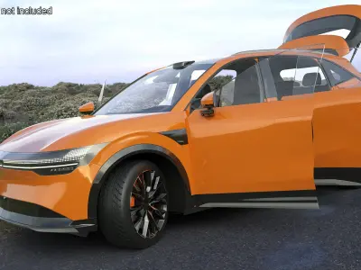 Electric SUV Sunset Orange Rigged 3D model