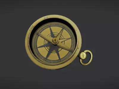 antique brass compass 3D model