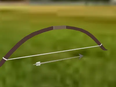Traditional Wooden Bow and Arrow 3D model