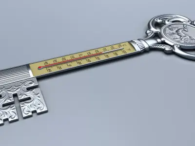 Antique Room Thermometer Iron 3D model