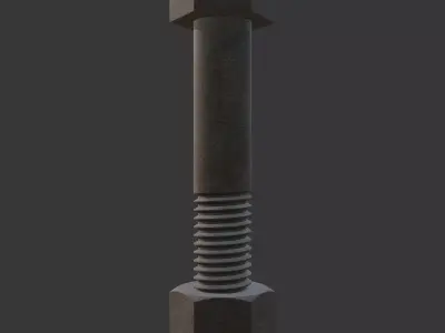 M12 Hex Bolts and Nuts with Rusty Iron Texture 3D model