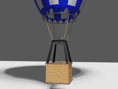 Blue Balloon Striped - Balao Azul Listrado Low-poly 3D model