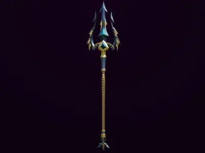 4 Fantasy Trident Collection All PBR Unity UE Textures 3D Model Pack