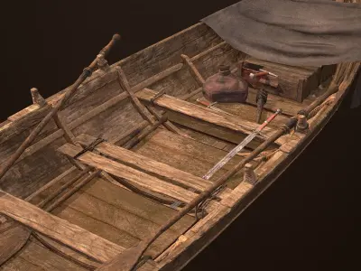 Old Rowboat Low-poly 3D model