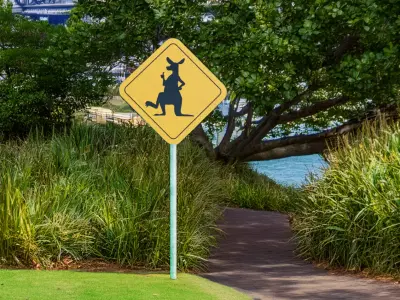 Kangaroo Crossing  Low Poly Road Sign Game Ready 3D Model Free low-poly 3D model