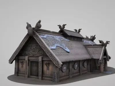  Medieval Viking village house 3D model Low-poly 3D model