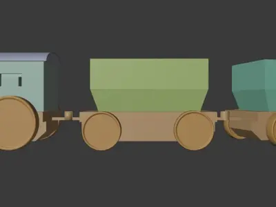 Toy Train Low-poly 3D model 2