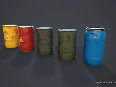 Barrels Pack - Vol 01 - Game Ready Low-poly 3D model