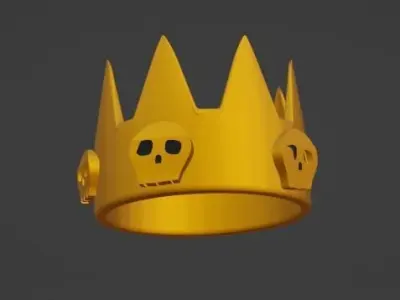 low-poly Crown gold with skulls Free low-poly 3D model