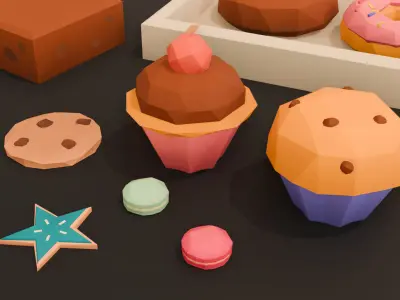 Bakery Pack -30 Assets Low Poly Low-poly 3D model