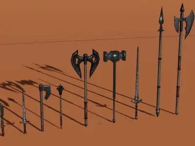 Medieval Weapon Pack - LowPoly - 4K-2K Texture Low-poly 3D model