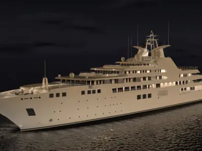 Dubai Superyacht Night Scene 3D model