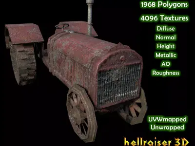 Tractor - PBR - Dirty Textured Low-poly 3D model