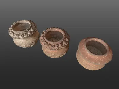 Antique Detailed Terracotta Vases Set 3D print model
