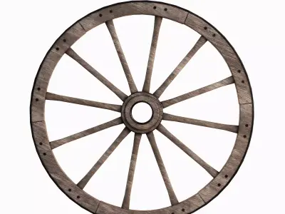Vintage Wood Wheel 02 Low-poly 3D model