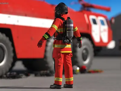  Firefighter Rescuer Rigged for Maya 