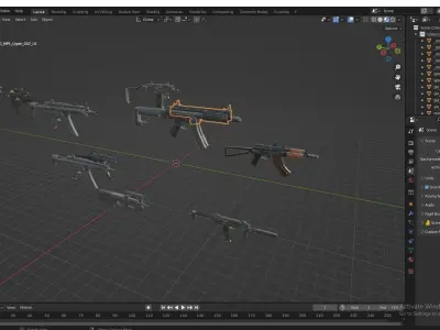 guns rigged  Smg  Pack 3D model