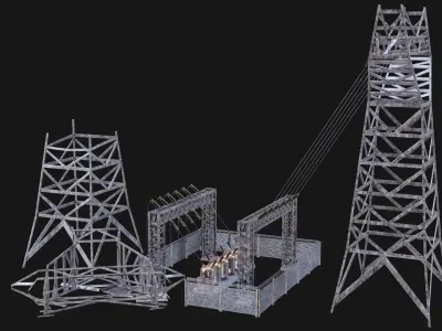 POST APO POWER STATION IMPROVISED ENERGY GENERATOR BATTERY Low-poly 3D model