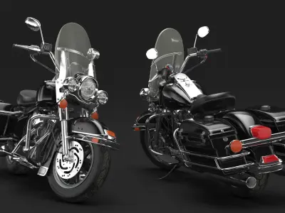 Road King Motorcycle Black Parked 3D model
