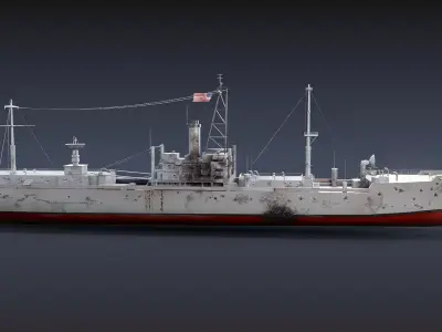 AGTR-5 USS Liberty Damage 3D model